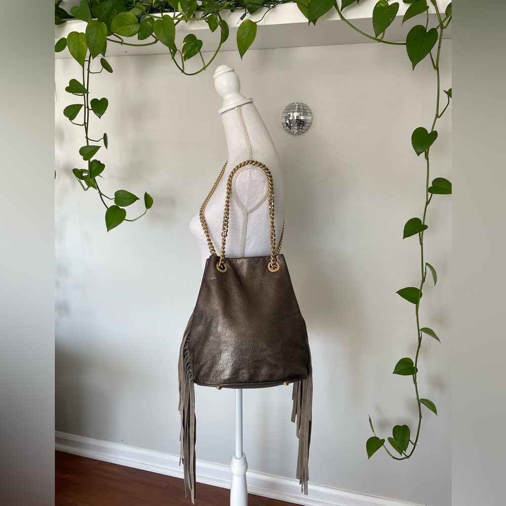 Leather Fringe Shoulder Bag By My Choice